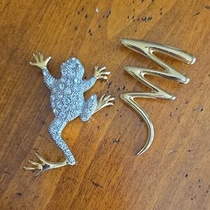 Gold and Silver Frog Brooch